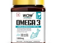 WOW Life Science Omega-3 Fish Oil 1300 mg Triple Strength - 550mg EPA & 350mg DHA for Joints, Heart & Brain Health - 180 Capsules
