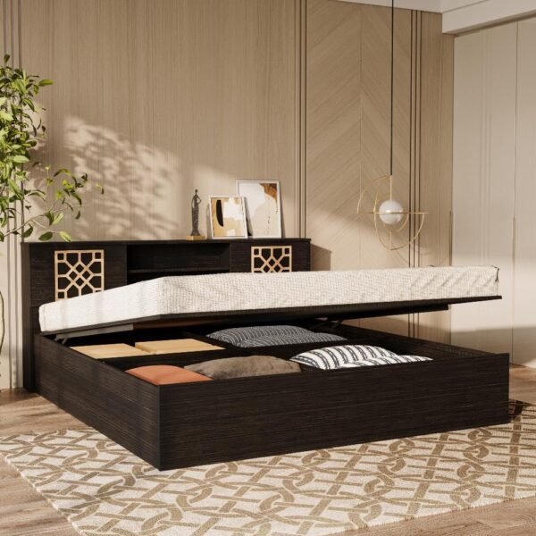 Wakefit Bed | Queen (78 X 60) Engineered Wood Bed Hydraulic, 1 Year Warranty | - Algol - Wenge