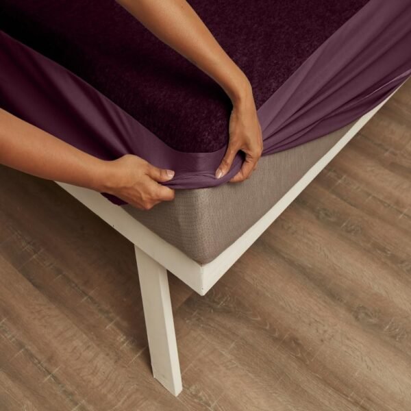 Wakefit Cotton Feel Ultra Soft Waterproof Mattress Protector|Breathable - Hypoallergenic Mattresses Cover 78" x 72" - King, Beetroot - Cotton Feel-purple