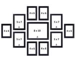 Wall 11 Collage Photo Frames Black (Black), Glass, Rectangular, 18L x 12W Centimeters, 4"X6"-6 5"X7"-4 & 8"X10"-1