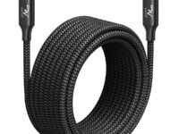 Wayona Type C to Type C 65W/3.25A Fast Charging 3M/10ft Long Braided USB C to C Cable Compatible with iPhone 15 Series,Samsung Galaxy S25 Ultra,S24/S23/S22/S21/S20, iPad, Macbook Air/Pro (3M, Black)