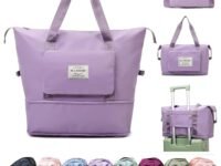 Wazdorf Nylon 41 Liter Expandable Travel Bags for Women, Duffle Bags for Women Luggage, Foldable Vanity Traveling Bag, Waterproof Hand Bag for Ladies Personal Items,Purple