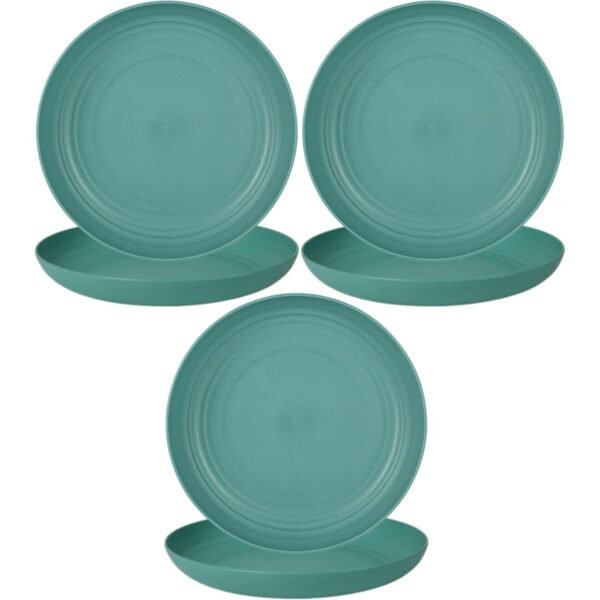 Wheat Straw Dinner Plates Set – 25 CM Lightweight with Dishwasher Safe Kitchen Dishes for Salad, Pasta, Appetizer Reusable Tableware Home Outdoor Use (Green, 6Pcs)