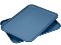 Wheat Straw Fast Food Trays, 2pcs Blue Rectangular Serving Platter, Lunch Dinner,31 Cm(12.2Inch) Cafeteria Trays for Appetizer Snack Cafe Tea Outdoor Party, Dishwasher Safe