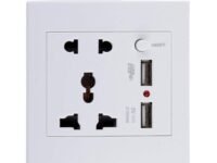 White 2.1A 2 USB Ports Wall Socket Charger Power Panel - 13A Receptacle 5 Outlet Switch | Home Improvement | Electrical & Solar | Switches & Outlets