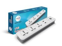 Wipro USB Extension Cord with 2 mtr Cord Length | 3 Universal Socket and 2 USB Port Spike Guard | Child Safety | Auto Cutoff | Fire Resistant, Pack of 1