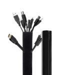 Wonder Care Soft Neoprene Cable Sleeve Wrap Cover Management Cord Wire Hider System with Zipper for TV Computer Office Home (Black, 39-40 Inch) -Pack of 2