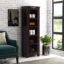 Wooden Bookcases Solid Sheesham Wooden 1 Door 4 Selves with Storage Living Room Home and Office Hallway,Walnut Finish (Small, Black)