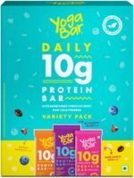 Yogabar Variety Pack 10 grams Protein Bars [Pack of 6], Pro-Blend & Premium Whey,100% Veg, Rich Protein Bar with Date, Vitamins, Fiber, Energy & Immunity for fitness.