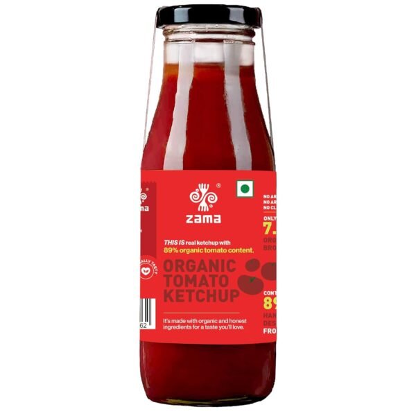 Zama Tomato Ketchup 300g Glass Bottle | Tomato Sauce | Natural Tomatoes | Tangy and Raw Flavour | Traditionally Produced | No Artificial Dyes and Flavours