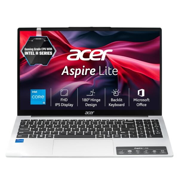 acer Aspire Lite, 12th gen, Intel Core i5-12450H Processor, 16 GB, 512GB, Full HD IPS, 15.6"/39.62 cm, Windows 11 Home, MSO, Pure Silver, 1.70 kg, AL15-52H, Backlit Keyboard