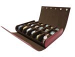 essart 18-Slot Travel Watch Organizer – Elegant PU Leather Watch Roll for Collectors, Scratch-Proof & Portable Storage in Croco-Maroon Color