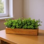 fancymart Artificial Gardenia Plant Bunch in Wood Planter, Home and Office Decor Plants for Decoration, Realistic Green Decorative for Interior, Living Room, Office Desk