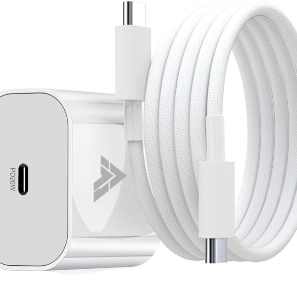 iPhone Charger Adapter 20W Type C for iPhone 17/17 Air/17 Pro/17 Pro Max, 16/16 Plus/16 Pro/16 Pro Max, 15/15 Plus/15Pro/15 Pro Max & Other Devices with 1 Meter USB C to Type C Data Cable