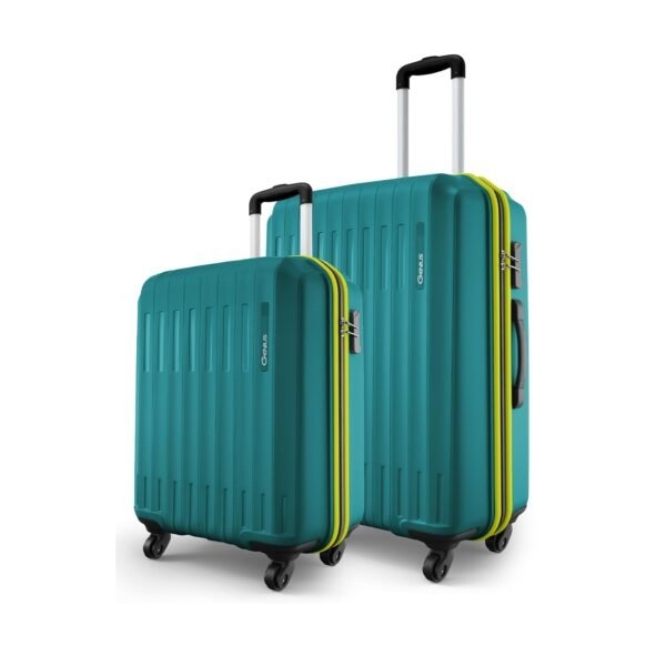 Safari Genius Alley Set of 2 (Cabin + Medium) Trolley Bags Hard Case Polypropylene, 4 Wheels, 360 Degree Wheeling Luggage, Travel Bag, Suitcase for Travel, Trolley Bags for Travel, Teal Green
