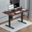 JIN OFFICE Zenith Electric Height Adjustable Table| Standing Desk with 100 Kg Wt. Capacity & 3 Year Warranty| Ergonomic Desk| Sit Stand Table with 3 Memory Preset| Black & Brown|1200X750mm/25MM Thick
