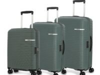 American Tourister Liftoff 3PC Set Polypropylene (PP) Hard 8 Wheels Spinner Luggage 49cms/Suitcase/Trolley Bag for Travel (Olive)