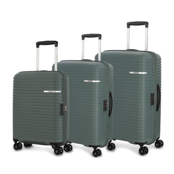 American Tourister Liftoff 3PC Set Polypropylene (PP) Hard 8 Wheels Spinner Luggage 49cms/Suitcase/Trolley Bag for Travel (Olive)