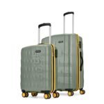 Aristocrat Comet Set of 2 Trolley Bag 56, 66cm | Small+Medium| Hard Luggage| Smooth 8-Wheel Suitcase| Combination Lock With Sturdy Zipper| Full Fabric Convipack | 3-year International Warranty (Green)