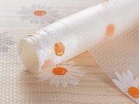 ESPERO Fridge Mats, Premium Kitchen Mat EVA Food Grade Multipurpose Washable Anti Slip Mat/Sheet for Fridge, Shelf Liners For Kitchen Shelves, Table, Kitchen Drawer mat - 45cm X 3 Meter (WHITE FLOWER)