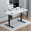 JIN OFFICE Zenith Electric Height Adjustable Table| Standing Desk with 100 Kg Wt. Capacity & 3 Year Warranty| Ergonomic Desk| Sit Stand Table with 3 Memory Preset| Black & White|1200X750mm/25MM Thick