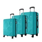 Safari Pentagon Pro 8 Wheels Set of 3 (Cabin + Medium + Large) Trolley Bags, Hard Case Polypropylene, 360º Wheeling Luggage, Suitcase for Travel, Cyan, Spinner Wheels