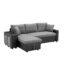 Sofa Cum Bed, Modern Sectional Sofa Bed with Pulled Out Bed, Reversible Sleeper Sofa with Reversible Chaise with Storage and 2 Stools-33'' H x 92.5'' W x 58'' D (Wood,Grey with Black)