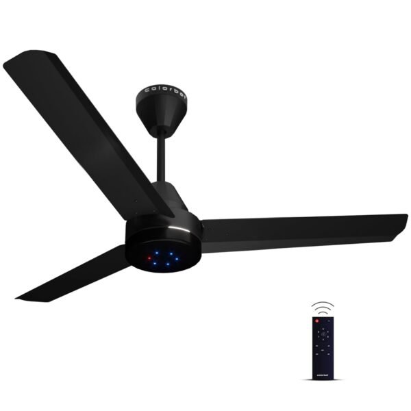 Colorbot Stella BLDC Ceiling Fans 1200mm | BEE 5 Star Rated 370 RPM | Savings up to 65% | Remote Control (Boost, Timer, LED, Reverse Mode) | 4 Years Warranty (Charcoal Black)