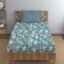 LOOMLYFE 300 TC Cotton Feel Glace Elastic Fitted Printed Single Bed Bedsheet with 1 Pillow Cover Fits Upto 6 Inches Mattress,Size- 42X75X8 Inches, SkyBlueFlower