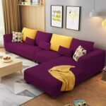 Casaliving Minta RHS 6 Seater L Shape Sofa Set for Living Room (Purple) Premium Velvet Fabric