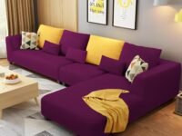 Casaliving Minta RHS 6 Seater L Shape Sofa Set for Living Room (Purple) Premium Velvet Fabric