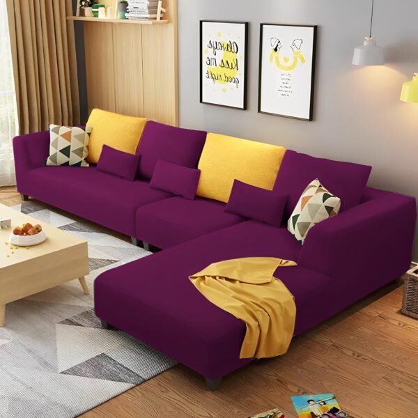 Casaliving Minta RHS 6 Seater L Shape Sofa Set for Living Room (Purple) Premium Velvet Fabric