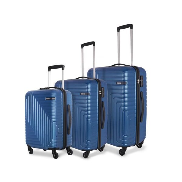 American Tourister Ivy Nxt 3PCSET 4 Spinner Wheels Hard Luggage Polycarbonate Check-in Trolley Bags for Travel with Mounted TSA Lock for Unisex - Blue, Small,Medium, Large, 79 cm