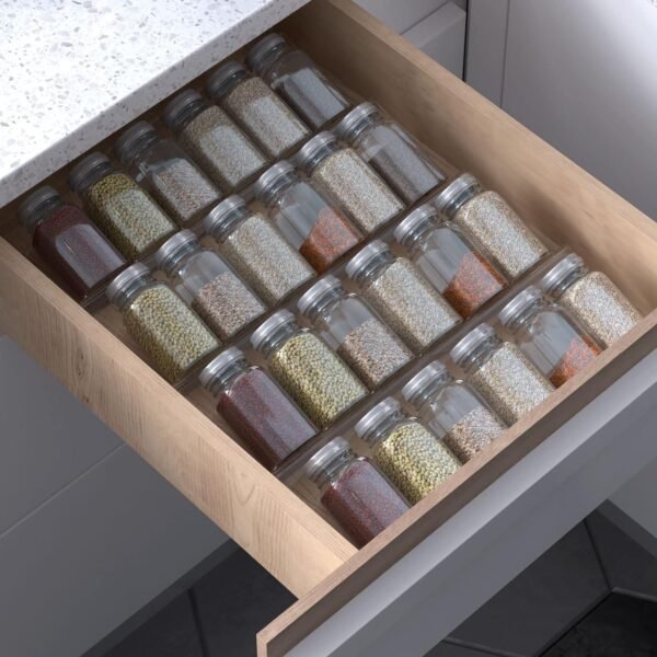 19 X 13 Inches Spice Utensils Drawer Organizer, 4 Tier Clear Acrylic Expandable In-Drawer Seasoning Jars Rack, Kitchen Drawer Spice Insert Tray For Cabinet/Countertop (4Pcs), Transparent