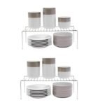 2pcs Stainless Steel Kitchen Dish Rack Expandable Storage Shelves for Kitchen Cabinets Multipurpose Organizer Extend Up to 580 mm , Free Standing, Tiered Shelf