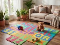 A Baby Cherry - 26 pcs Puzzle Play Mat, Playmat for Babies 0-3 Years, Baby Mats for Floor, Baby Playing Mat, Alphabet EVA Foam Interlocking Tiles 12x12 Inch