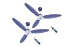 ACTIVA Gracia 1200MM Ceiling Fan | 3 Wider Blades | BLDC 28W Motor With LED Light | Energy Saving BEE 5 Star Rated Fan | Reversible Mode & Timer | 5 Y Warranty Pack of 2 - Sparkle Blue