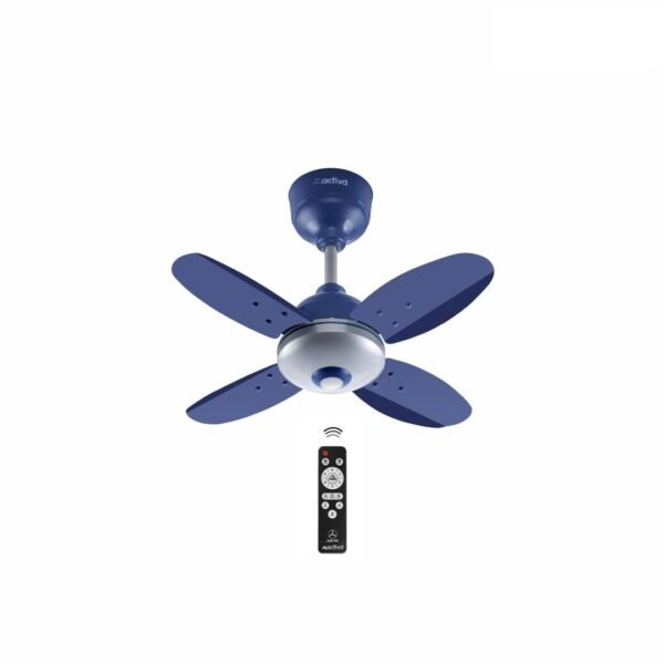 ACTIVA Gracia 600 MM BLDC Ceiling Fan | 4 Blades | 28 Watt | Noiseless Motor with LED Light | Remote Control | Reversible Mode, Timer, Energy Saving, come with 5 Years Warranty (Sparkle Blue)