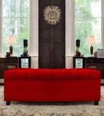AMATA Eagle 2 Seater Ottoman/pouffe red Suede Velvet Fabric Perfect for Home Living Office Room and Guests (RED 3, 2 Seater)(3 Year Warranty)