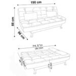 AMATA Eagle Solid Wood 3 Seater Sofa Cum Bed Brown Suede velevt Fabric with Two Cushions Perfect for Home Living Office Room and Guests (Brown, Medium)(3 Year Warranty)