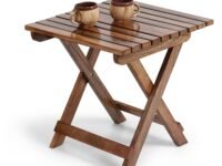 AMAZE SHOPPEE Wooden Foldable Coffee Table - Mango Wood, Light Brown - Perfect Center Table for Living Room (15 INCHES)