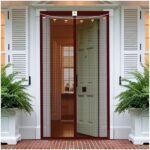 ARMORX Premium Collection Magnetic Mosquito Net for Doors | Self Closing Magnets & Stay-Open Buckle Feature | Incl. Toran for Classy Look & Décor | Royal Brown -200cm x 70cm