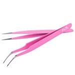 Alis Tweezer Set 2 pcs for Women and Men|Premium Stainless Steel for Eyebrow Upper Lips Blackhead Removal Flat & Pointed Tip for Facial Hair (PINK SQ45)