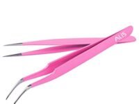 Alis Tweezer Set 2 pcs for Women and Men|Premium Stainless Steel for Eyebrow Upper Lips Blackhead Removal Flat & Pointed Tip for Facial Hair (PINK SQ45)