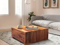 Amazon Brand - Solimo Korngold Solid Sheesham Wood Coffee Table with 2 Drawers (Natural Finish)