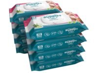 Amazon Brand - Supples Baby Wet Wipes with Lid | 576 Wipes | 72 Wipes x 8 Packs | Enriched With Aloe Vera and Vitamin E | Alcohol-Free and Paraben-Free | Pure Water-Based formulation