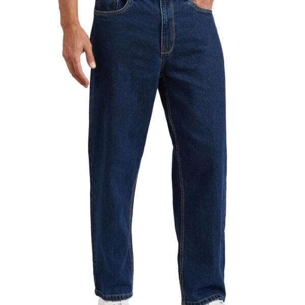 Amazon Brand - Symbol Men's Baggy Fit Cotton Jeans | Mid Rise | Loose & Relaxed | Oversized Jeans Pant