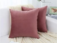 Amazon Brand - Umi Velvet Decorative Cushion Cover 16x16 Inch - Set of 2, Soft Solid Square Throw Pillow Covers for Sofa, Living Room or Home Decor - 40x40 cm in Blush Color