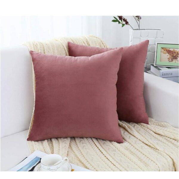 Amazon Brand - Umi Velvet Decorative Cushion Cover 16x16 Inch - Set of 2, Soft Solid Square Throw Pillow Covers for Sofa, Living Room or Home Decor - 40x40 cm in Blush Color