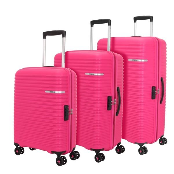 American Tourister 3Pc PP Liftoff+ with TSA Lock & 8 Wheel, Set (Small +Medium +Large) Hard Check-in Suitcase for Travel/Trolley Bag with Double Wheel - Berry Blast, 55 Cm, 67 Cm, 79 Cm, Pink